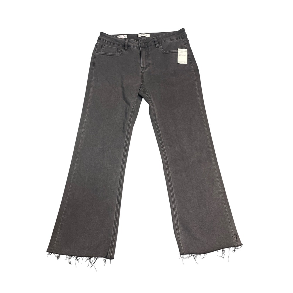 Vigoss Marley Crop Boot Jeans Womens 32 Black NEW Raw Hem VC-P0191B
